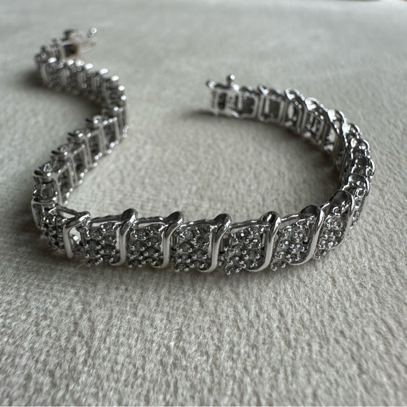 10K White Gold Diamond Bracelet | 2 CTW | 7” | 11.7g | Zales - Picture 10 of 13